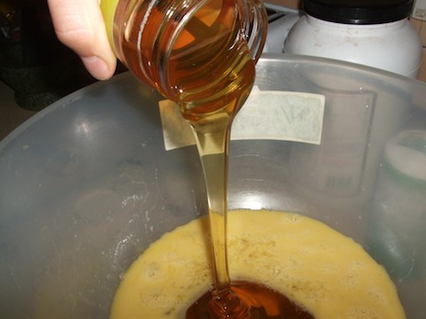Adding honey to the eggs