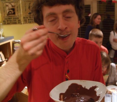 Peter enjoying the chocolate