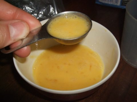 about a tablespoon of egg